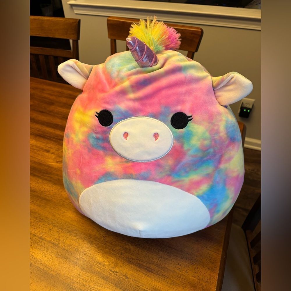 Squishmallows Tie-Dye Unicorn Pillow 16”